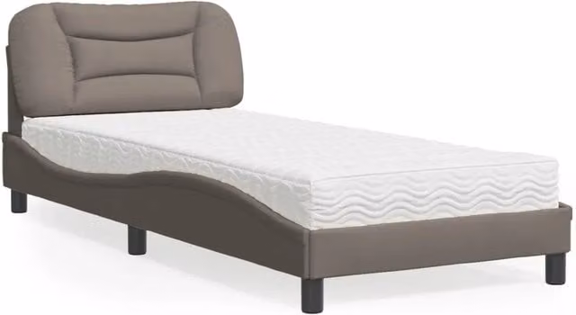 Letto con Materasso-Struttura Letto con Materasso Hvar Tortora 90x200 cm in Tessuto