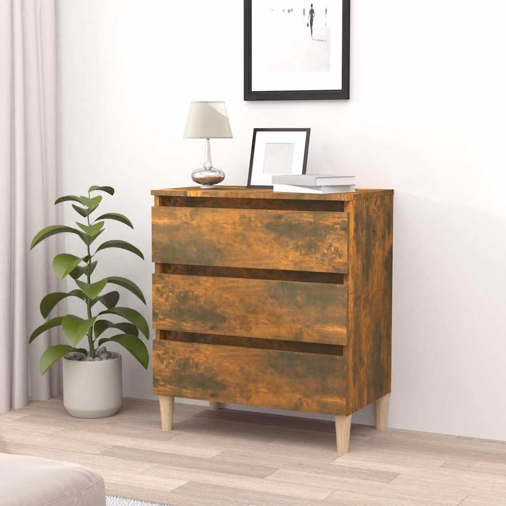 Credenza vidaXL in Legno Multistrato e MDF Rovere Fumo, Design Minimalista a Parete, L 60 cm x P 35 cm x H 69 cm, Colore Marrone