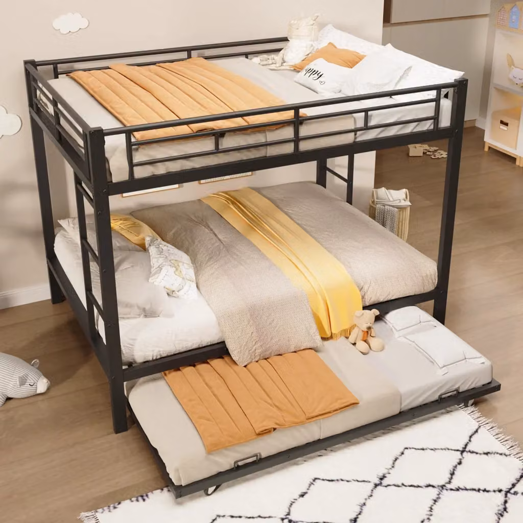 Letto a castello Mivray in metallo nero con letto estraibile, L/P/H: 140 x 200 x 150 cm – 2