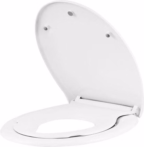 Sedile WC antibatterico bianco a forma di O con chiusura ammortizzata