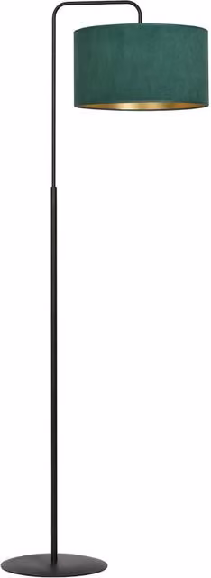 Lampada da terra Emibig Hilde verde nero oro con paralume in tessuto e struttura in metallo, Altezza: 150 cm