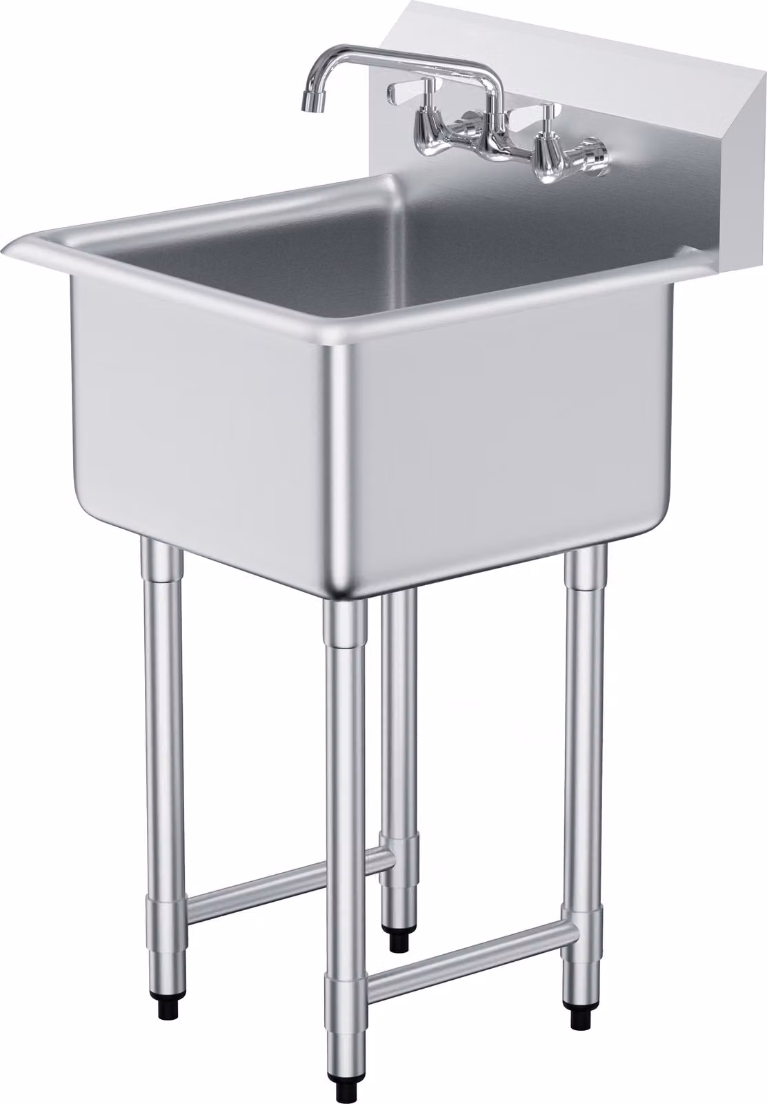 SucceBuy Lavello di preparazione e di servizio in acciaio inox 21 "x41". Viene fornito con rubinetto e gambe. lavello a 1 scomparto a vasca singola freestanding per garage, ristorante, cucina e lavanderia.