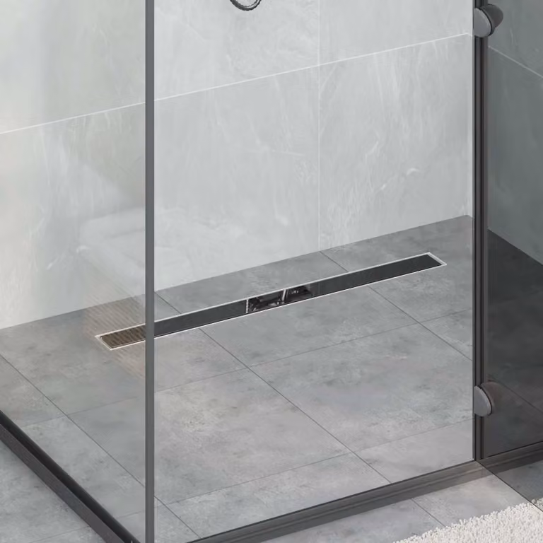 vidaXL Scarico doccia con copertura in vetro e sifone a 360 in acciaio inossidabile, Lunghezza: 80 cm