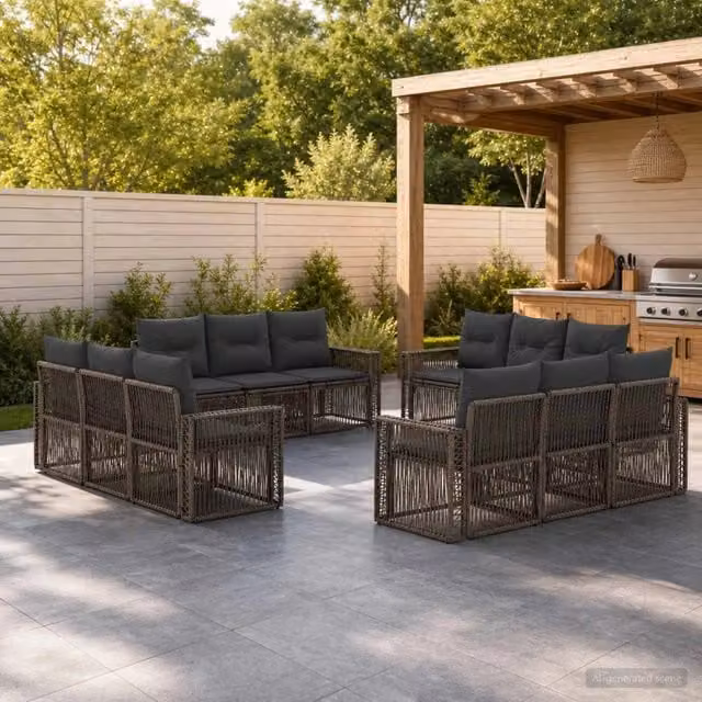 Set Divano da Giardino 12 pz Grigio e Grigio Scuro polyrattan 3435074