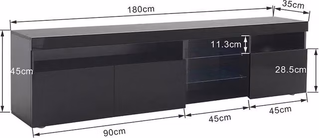 Mobile TV per TV fino a 55 pollici - Xylo - Pannello luminoso a LED, nero
