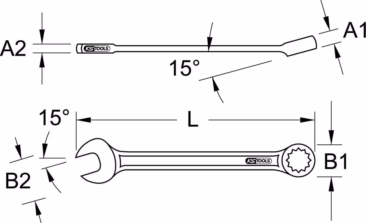 KS TOOLS Chiave combinata angolata 25/32" - 517.1911