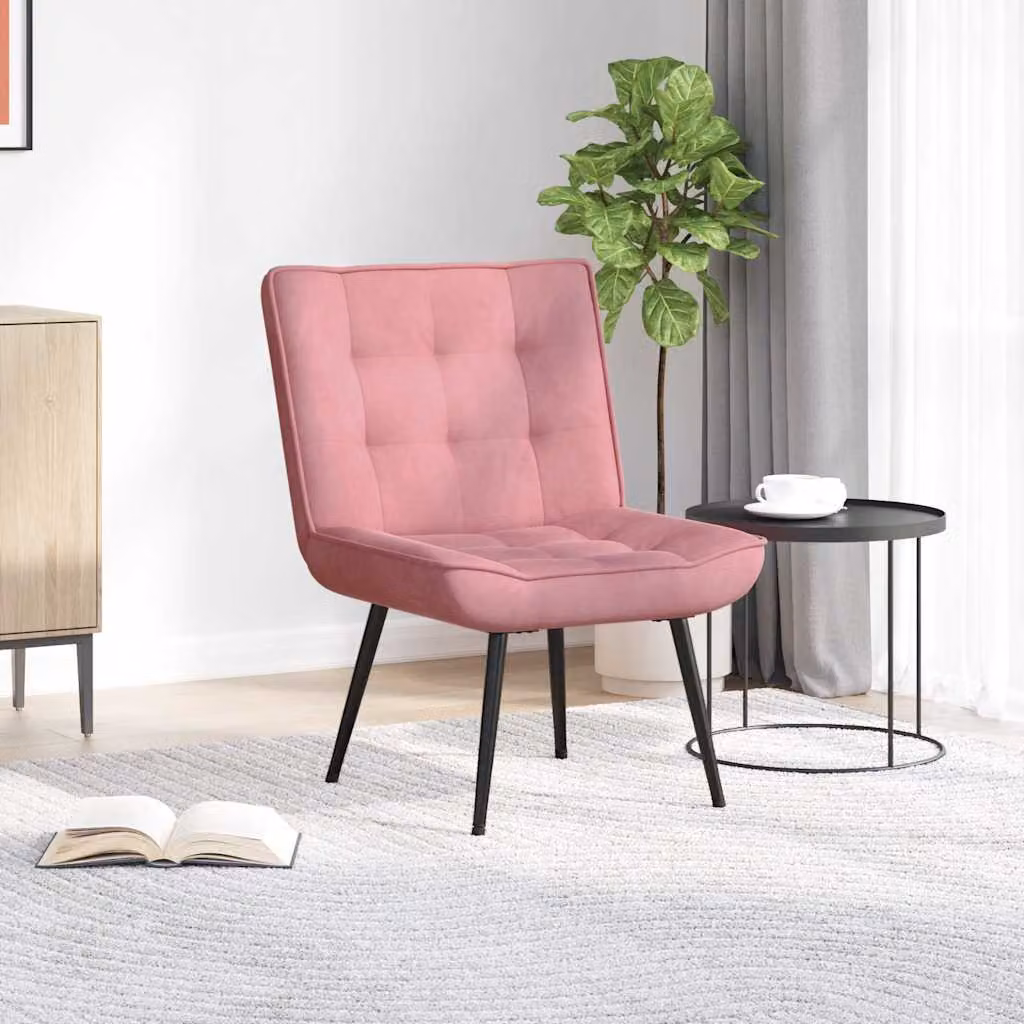 vidaXL Poltrona Relax in Velluto Rosa L: 64 cm, P: 74 cm, H: 84 cm