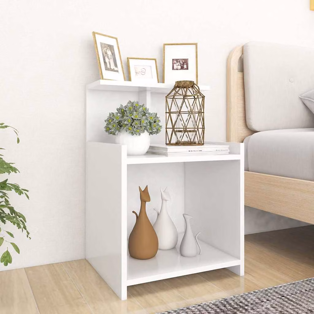 Set di 2 comodini bianchi moderni vidaXL in legno e MDF, L 40 cm x P 35 cm x H 60 cm