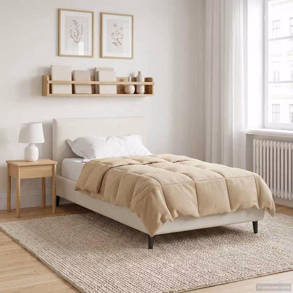 Piumone Completo Annuale 4 Stagioni vidaXL in Microfibra Beige L: 135 cm x P: 200 cm