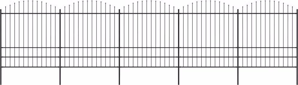 Recinzione da Giardino con Punta a Lancia in Acciaio 892,5x200 cm Nero