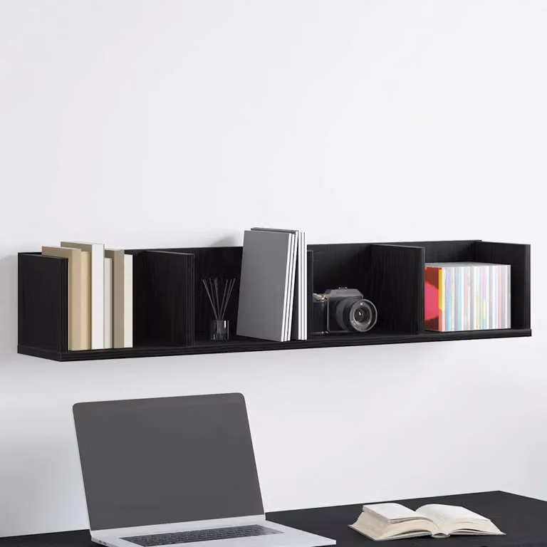 Scaffale da parete moderno vidaXL in MDF colore nero, L 100 x P 18 x H 18 cm