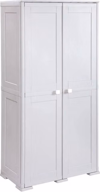 Armadio contenitore multiuso Tontarelli in plastica bianca con 2 ante e ripiani interni L/P/H: 79 x 43 x 164 cm – 1