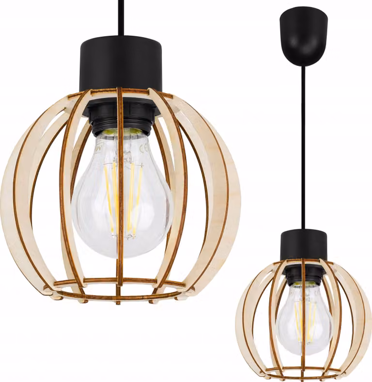 Moderna Lampada A Sospensione A Led In Legno