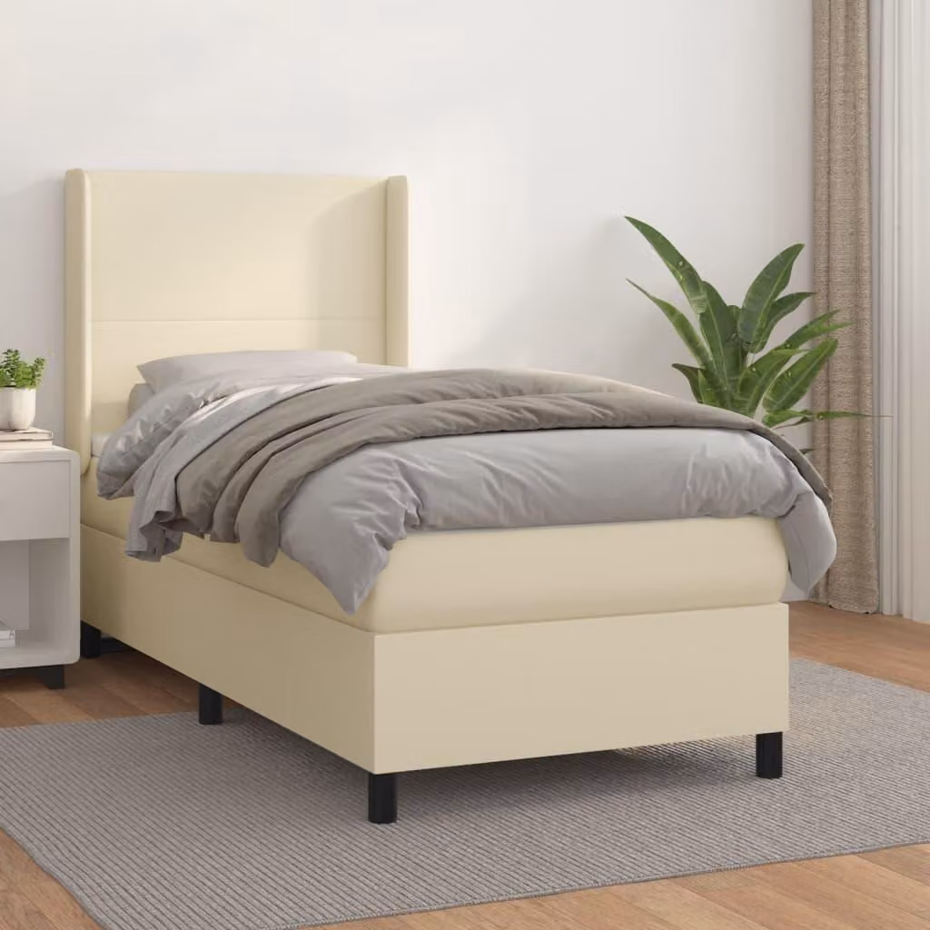Maison Exclusive - Letto boxspring con materasso crema 100x200 cm in ecopelle