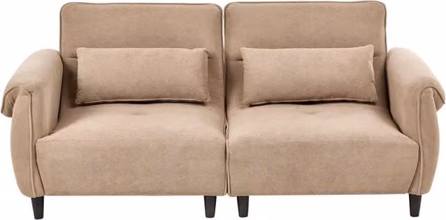 Divano 3 posti Marrone Chiaro Poliestere Rivestimento idrorepellente Soggiorno Stile Moderno
