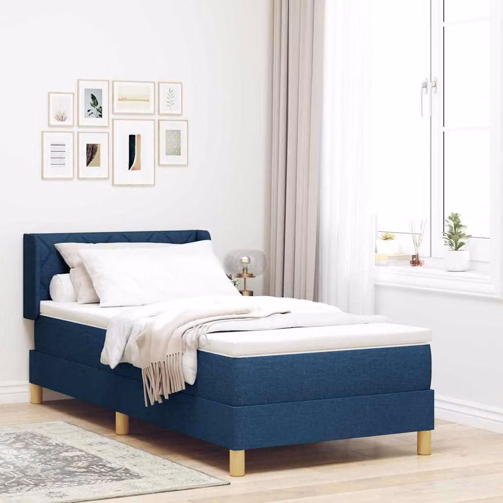 Maison Exclusive - Letto boxspring con testiera blu 200 x 90 cm in tessuto