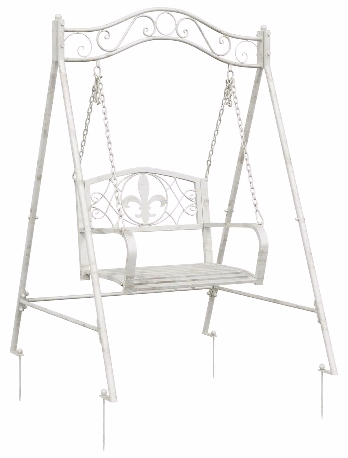Panchina a Dondolo Acciaio 113 x 121,5 x 168 cm Bianco Antico