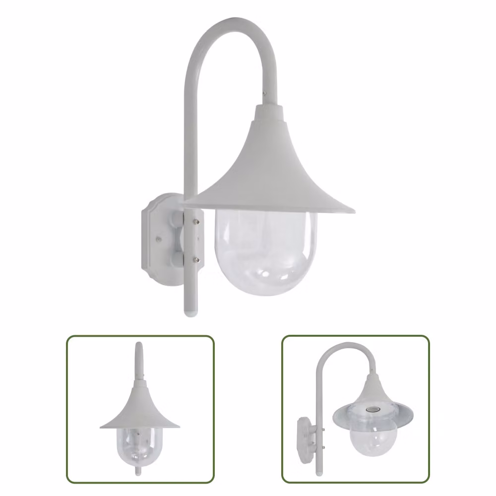 The Living Store Applique da giardino E27 42 cm Alluminio Bianco