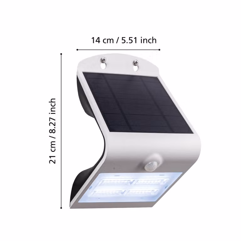 EGLO Applique a LED solare Lamozzo, bianca, altezza 21 cm, con sensore Lamozzo, Bianco / Opale, Plastica, Moderno, Applique da esterni