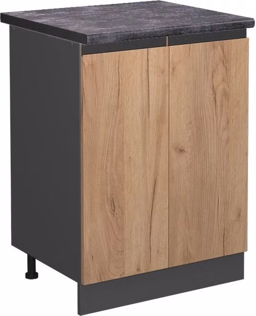 Mobiletto base cucina R-Line Rovere dorato/Antracite 60 cm J-Shape, PL Antracite Vicco