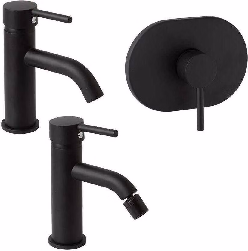 Set 3 miscelatori lavabo, bidet, e doccia da incasso nero opaco | Fassa