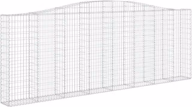 Cesto gabbione ad arco per recinzione e muro di contenimento in ferro zincato argento L: 400 cm, P: 30 cm, H: 140/160 cm