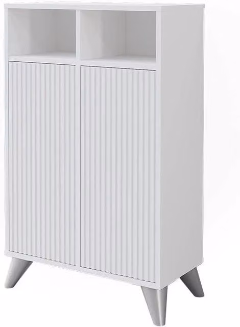 Mobiletto bagno moderno Vicco Leano bianco con 2 ante e ripiani interni L 60 cm x H 97 cm – 1