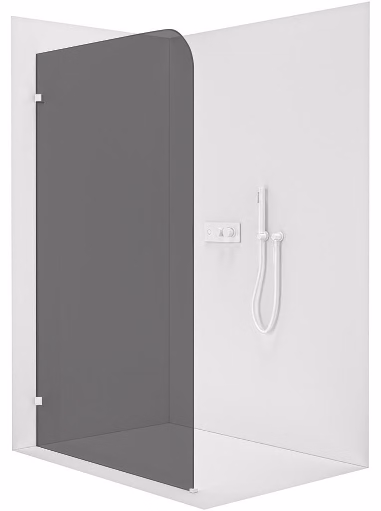CERANO - Box doccia Walk-in Orbis L/P - 8 mm - bianco opaco, vetro grafite - 90x200 cm