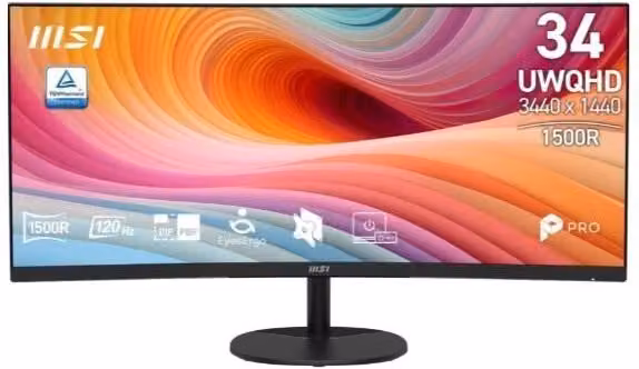 Monitor PC MSI Pro MP341CQ E12 Ultrawide Quad HD 34 pollici 86,4 cm Nero con pannello VA e frequenza di 120 Hz