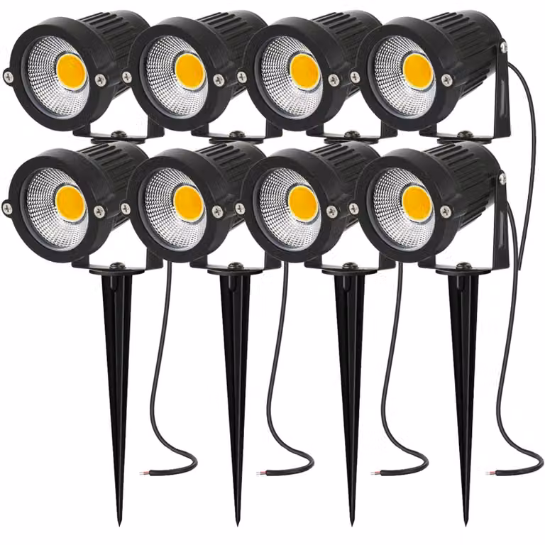 Set di 8 faretti LED da esterno, 5W, 12V/24V, grado di protezione IP66, luce bianco caldo 3000K
