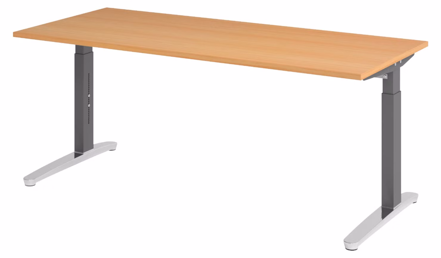 bümö Scrivania Serie-XB - Decorazione: faggio, dimensioni: 180 x 80 cm, struttura: grafite/alluminio lucido