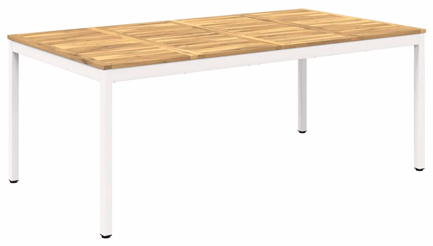 Tavolo da giardino bianco, dimensioni 196 x 100,5 x 75 cm, in legno massello di acacia