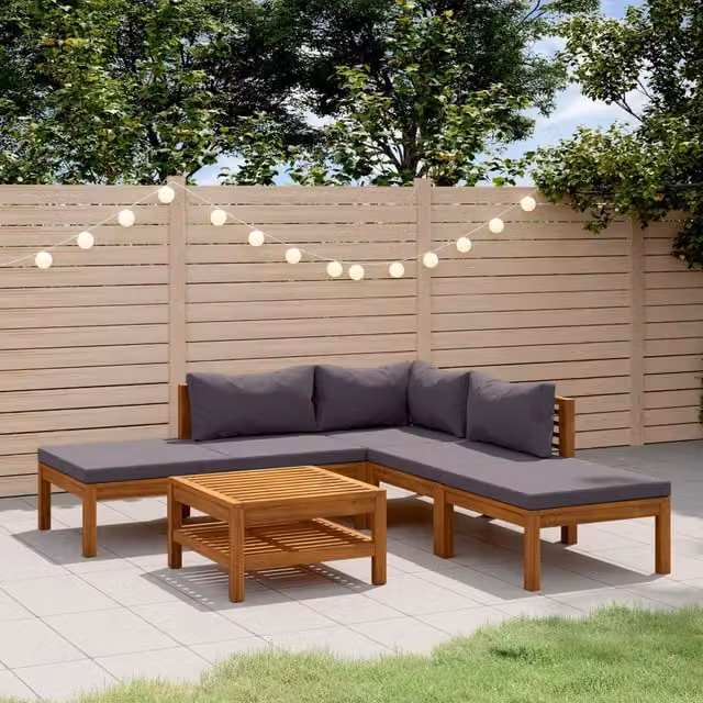 Set Divani da Giardino 6 pz con Cuscini in Massello di Acacia 3086892