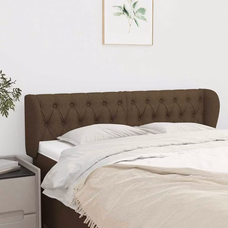 Testiera ad orecchio vidaXL in tessuto marrone scuro L: 163 cm, P: 23 cm, H: 78/88 cm