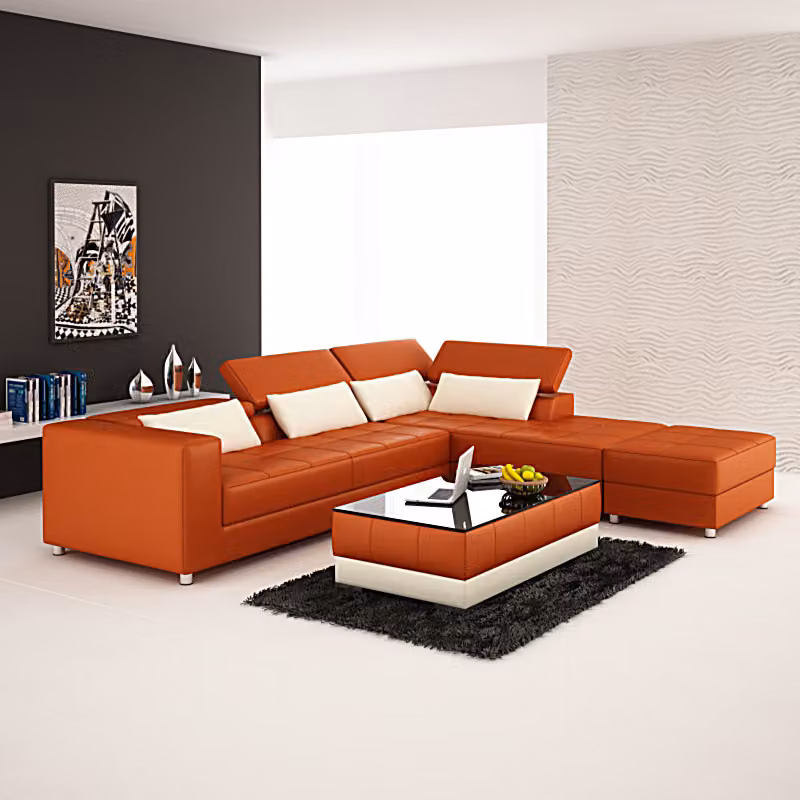 Ledersofa Couch Wohnlandschaft Ecksofa Eck Garnitur Design Modern Sofa mit USB