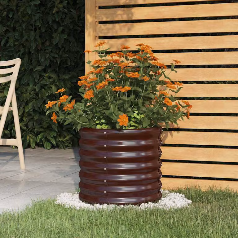 vidaXL Vaso da Giardino in Acciaio Zincato Marrone L: 40 cm, P: 40 cm, H: 36 cm