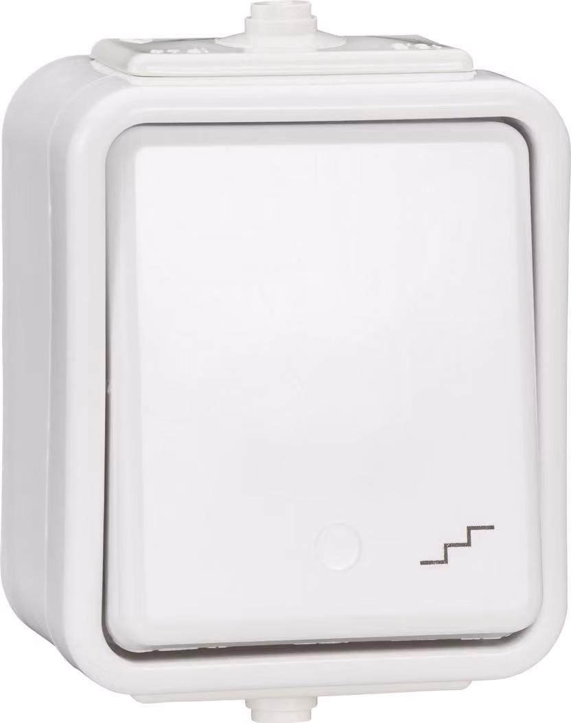 Interruttore per scale da esterno, IP44, cedro bianco