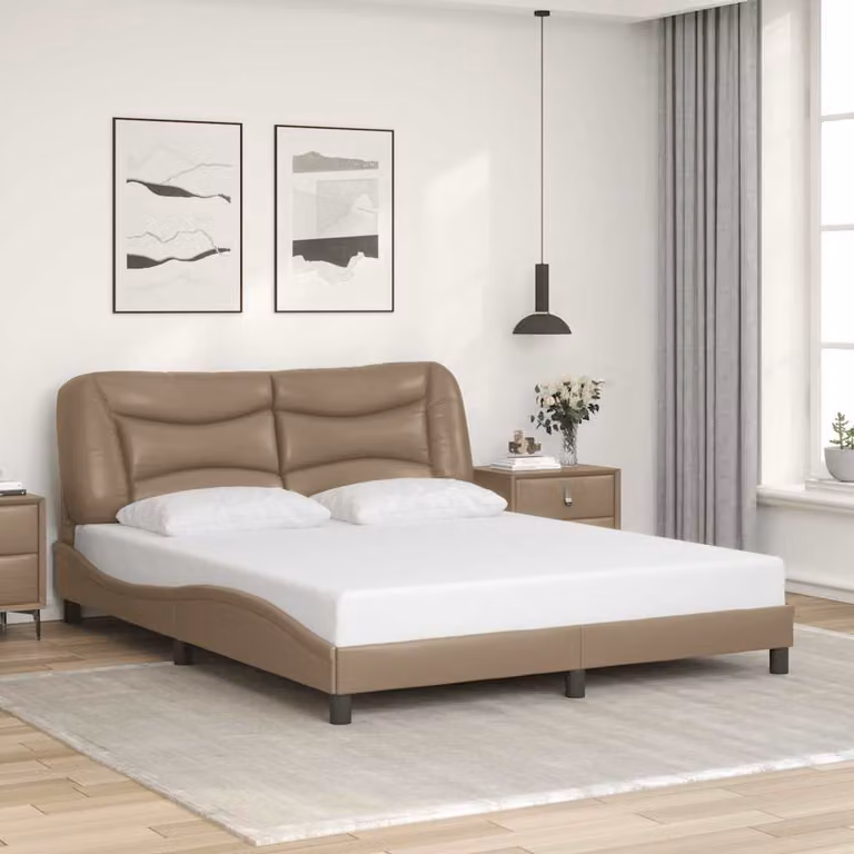 vidaXL Giroletto senza Materasso Hvar Cappuccino in Similpelle L/P: 160 x 200 cm