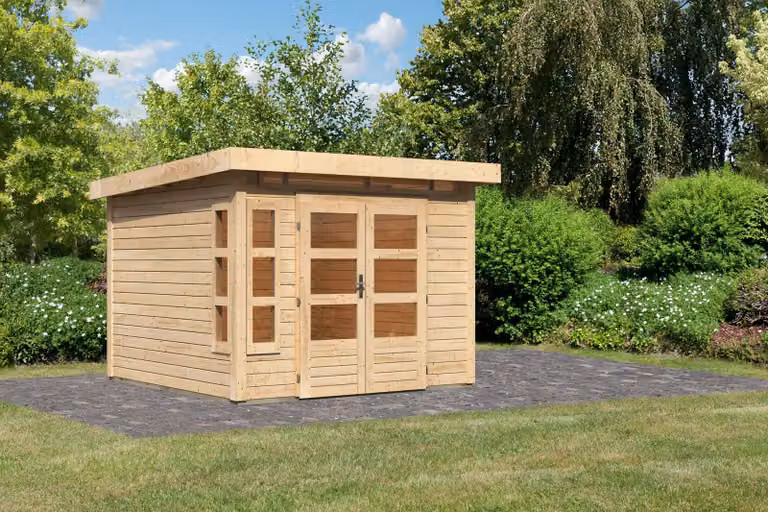 Casetta da giardino in legno Karibu "Kastorf 6" naturale 2,7 x 2,7 m (L x P) senza tetto apribile