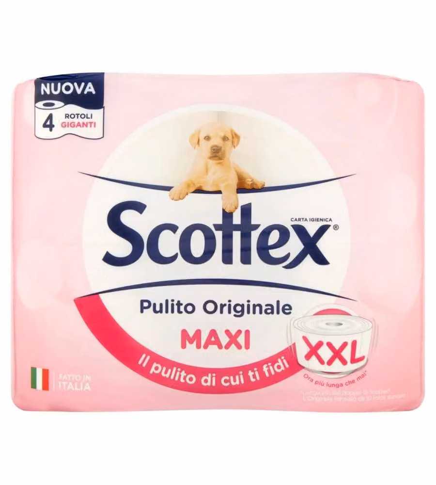 Scottex Carta Igienica Pulito Originale Maxi 4pz - Rotoli XXL Morbidi