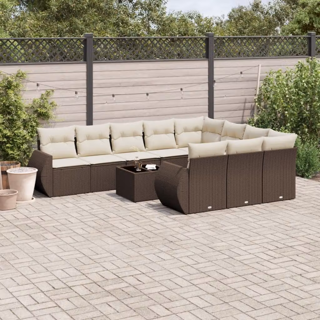 Maison Exclusive - Set Divani da Giardino 11 pz con Cuscini Polyrattan Marrone