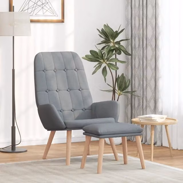 Divano Sedia-Poltrona Relax con Poggiapiedi Grigio Chiaro in Tessuto DESIGN IN 670670