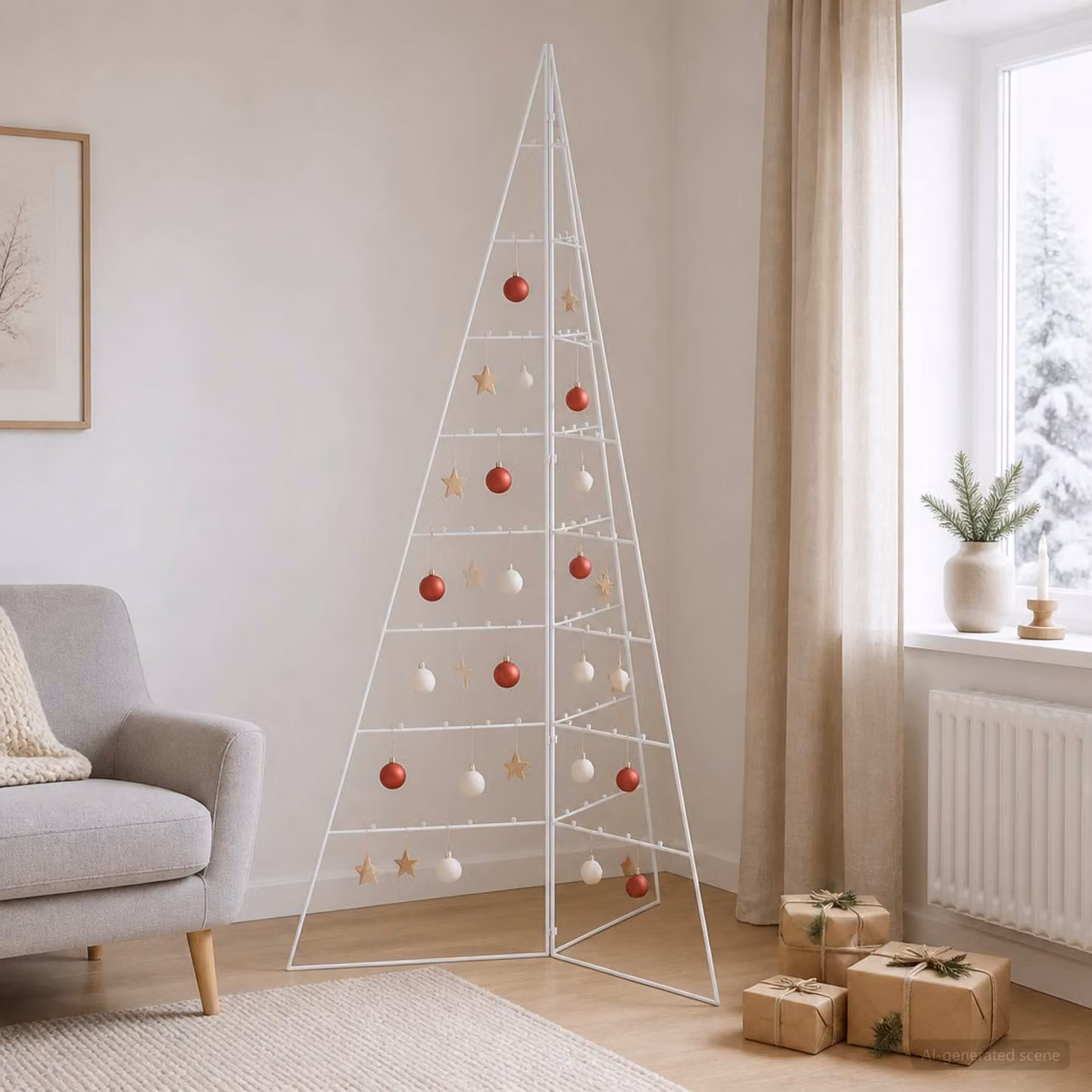 Albero di Natale in metallo vidaXL KUOPIO, Acciaio Bianco, Altezza: 180 cm