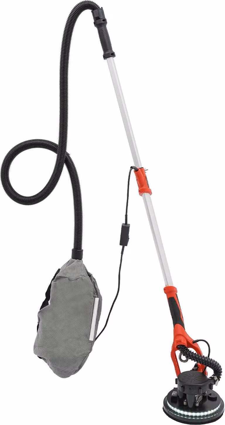 Levigatrice elettrica per cartongesso - Levigatrice per muri - 750 W - 800-1800 giri/min - Doppio condotto d'aria - Aspirazione verticale della polvere - Rosso