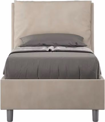 Letto imbottito Singolo 80x210 cm Antea - Senza rete,Microfibra,Sabbia