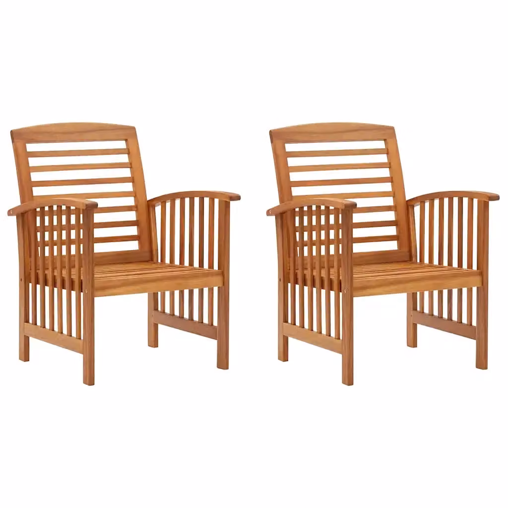 Set di 2 sedie da giardino vidaXL in legno massello d'acacia oliato marrone con braccioli – 2