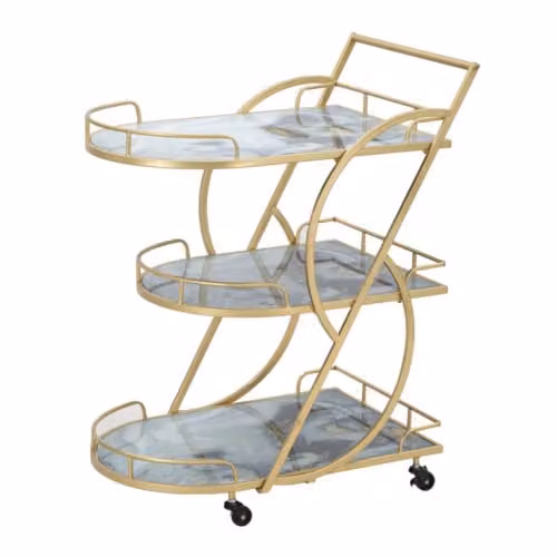 Carrellino in metallo MARBLE GLASS MIX struttura dorata by Mauro Ferretti