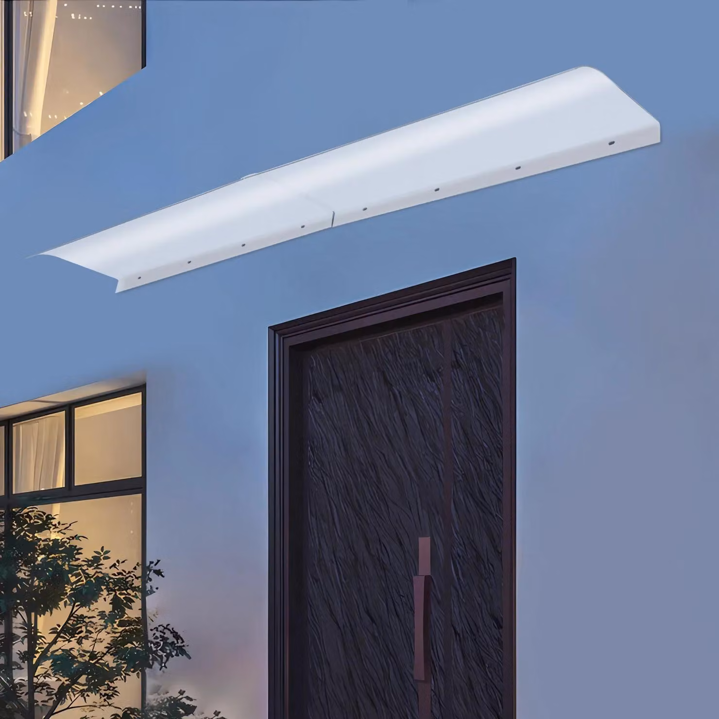 Tettoia per porte e finestre - Tettoia a parete - PET - Protezione UV - Resistente alla neve - Intervallo di temperatura -30–70 °C - Copertura ≤5 m² - Giallo