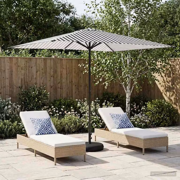vidaXL Parasole da Giardino con Base Rettangolare in Poliestere e Acciaio, L/P/H: 300 x 200 x 228 cm