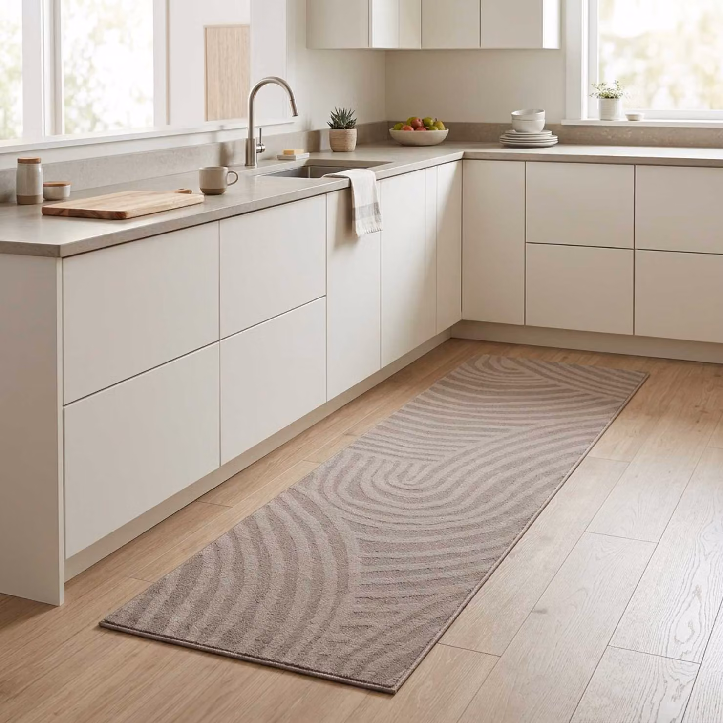 Tappeto da cucina scandinavo vidaXL marrone, lavabile e antiscivolo, L 150 cm x P 45 cm